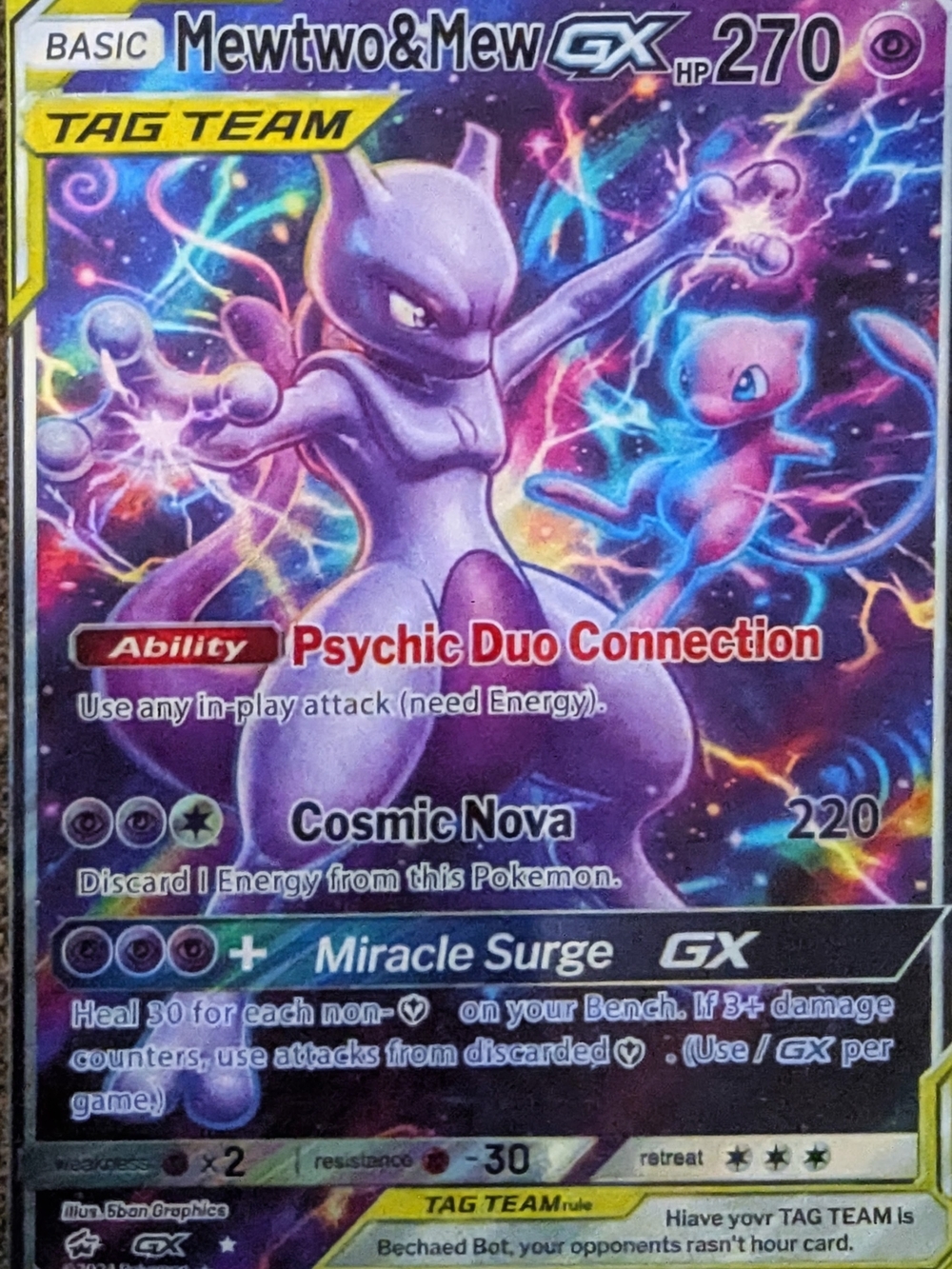 Mewtwo & Mew GX Tag Team - Purple Collectible Card